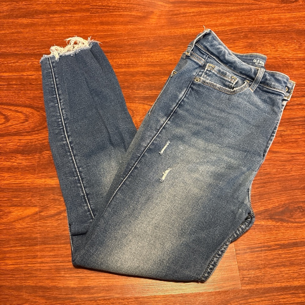 Old Navy Women's Distressed Skinny Jeans - Blue
